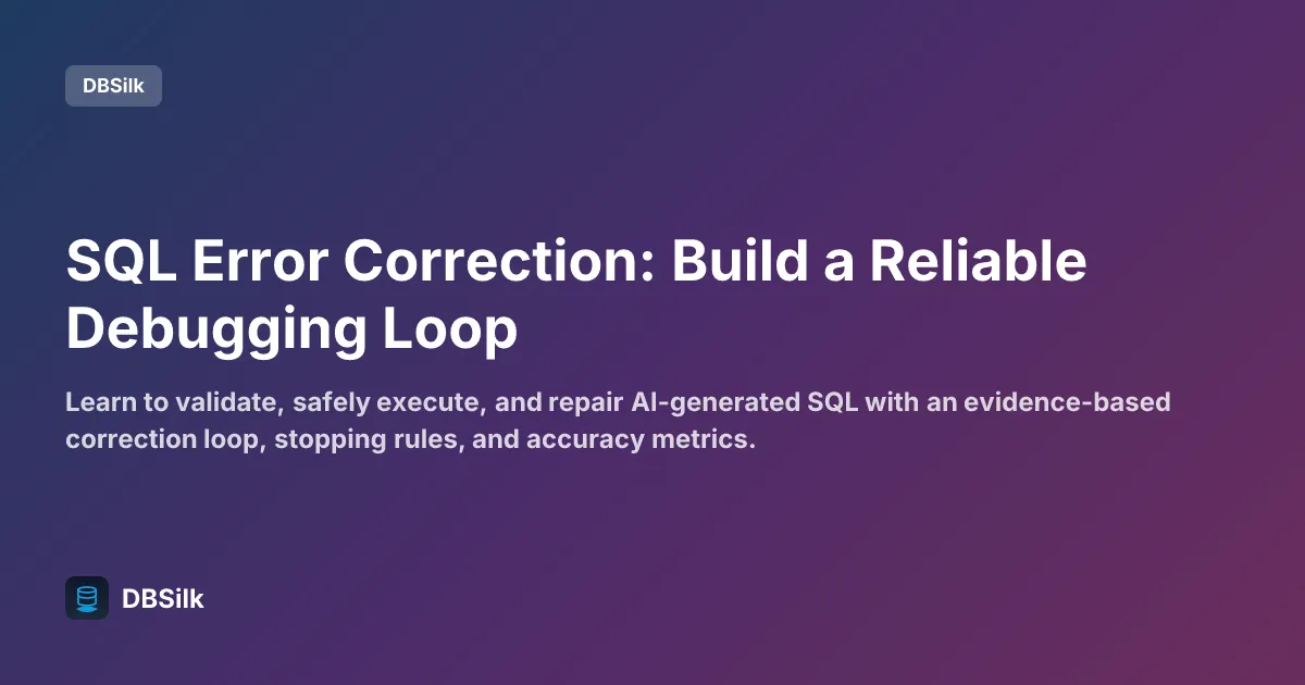 SQL Error Correction: Build a Reliable Debugging Loop